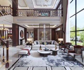 New Chinese Style A Living Room-ID:635974888