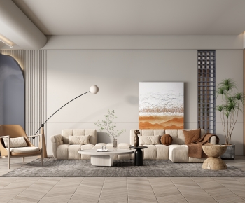 Modern Wabi-sabi Style A Living Room-ID:827955967