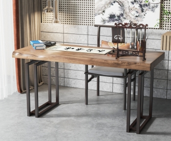 New Chinese Style Computer Desk And Chair-ID:131164076