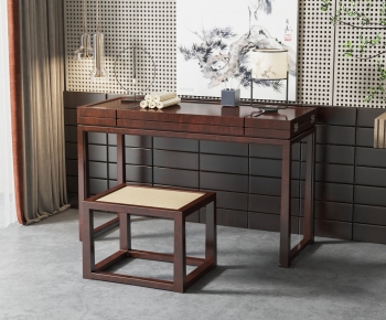 New Chinese Style Computer Desk And Chair-ID:308218002