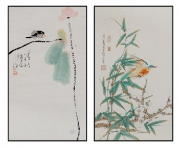 中式花鸟竹子图案挂画-ID:311743027