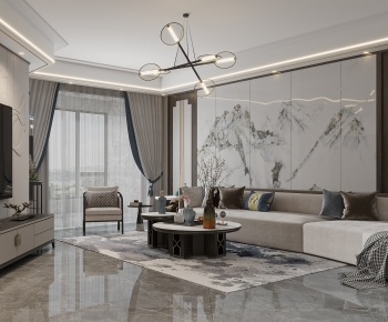 New Chinese Style A Living Room-ID:969276911