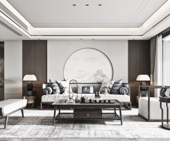 New Chinese Style A Living Room-ID:996579899