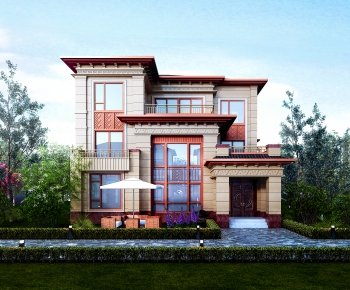 New Chinese Style Villa Appearance-ID:427838092