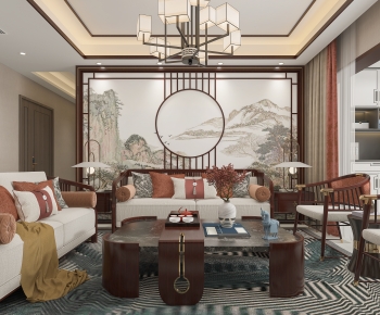 New Chinese Style A Living Room-ID:415698052