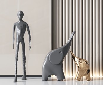 现代抽象大象人物雕塑摆件-ID:540404085