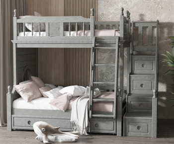 Simple European Style Bunk Bed-ID:723927023