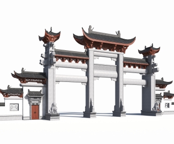 中式新中式牌坊景观大门-ID:375528109