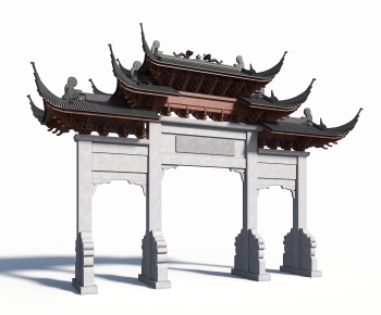 中式新中式牌坊景观大门-ID:143903975