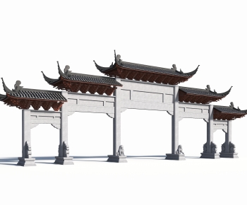 中式新中式牌坊景观大门-ID:490294938