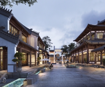 新中式商业街建筑外观-ID:398170915