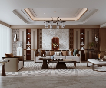 New Chinese Style A Living Room-ID:734443908