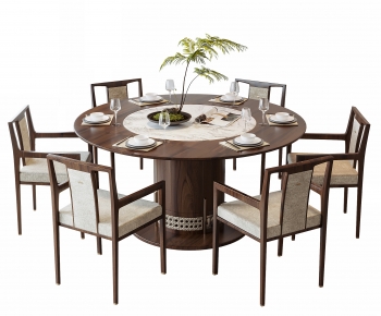 新中式圆形餐桌椅-ID:491305114