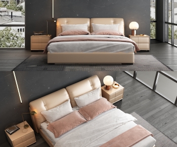 Modern Double Bed-ID:721637966