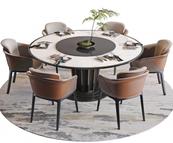 新中式圆形餐桌椅-ID:349869016