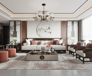 New Chinese Style A Living Room-ID:403867961