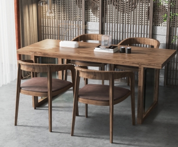新中式实木餐桌椅组合-ID:866420985