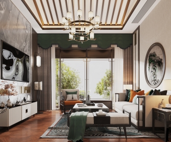 New Chinese Style A Living Room-ID:603826055