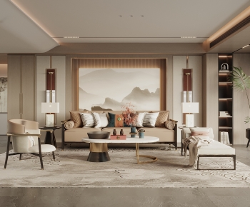 New Chinese Style A Living Room-ID:349616052