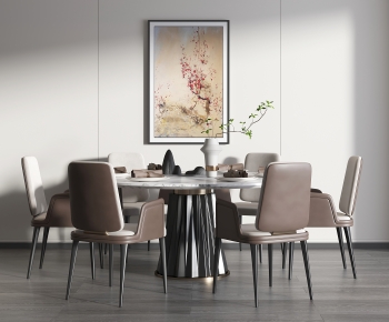 新中式圆形餐桌椅-ID:887521035