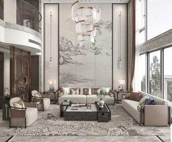 New Chinese Style A Living Room-ID:927860981