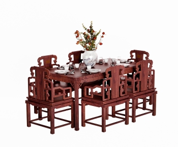 中式实木餐桌椅组合-ID:537267927