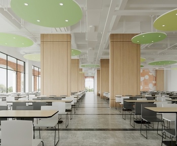 现代办公食堂餐厅3D模型