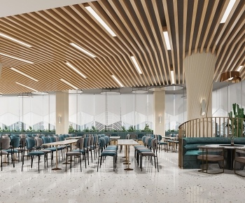现代食堂餐厅3D模型