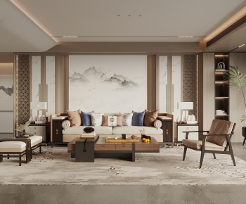 New Chinese Style A Living Room-ID:818445927