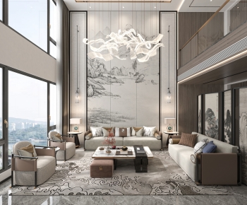 New Chinese Style A Living Room-ID:808372975