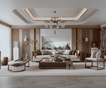 New Chinese Style A Living Room-ID:402931938