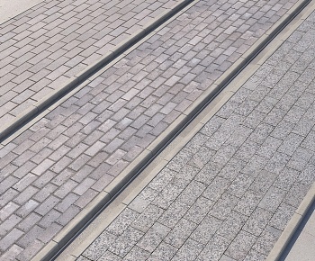 现代广场砖人行道3D模型