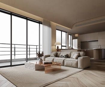 Modern Wabi-sabi Style A Living Room-ID:217994931