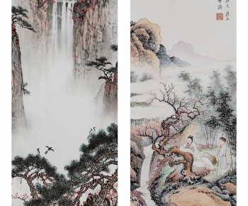 新中式山水花鸟人物图案挂画-ID:520830252