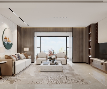 New Chinese Style A Living Room-ID:931541924