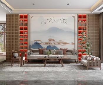 New Chinese Style A Living Room-ID:746431116