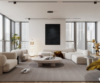 Modern Wabi-sabi Style A Living Room-ID:600841054