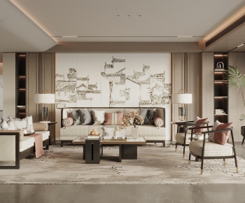 New Chinese Style A Living Room-ID:378662118