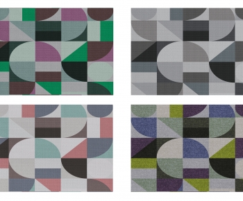 现代彩色几何图案地毯-ID:692882068