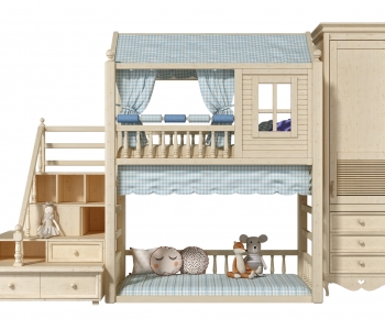 Simple European Style Bunk Bed-ID:939485074