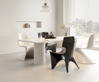 现代黑白餐桌椅-ID:836652045