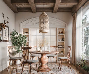 French Style Retro Style Dining Room-ID:591816909