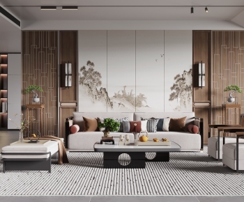 New Chinese Style A Living Room-ID:933564909