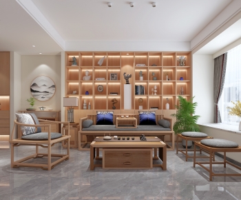 New Chinese Style A Living Room-ID:821449049