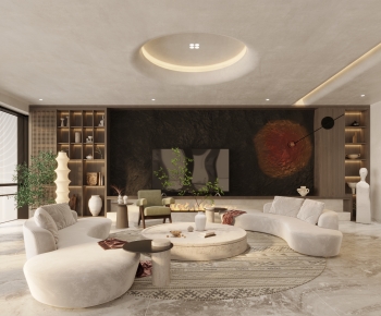 Modern Wabi-sabi Style A Living Room-ID:463999034