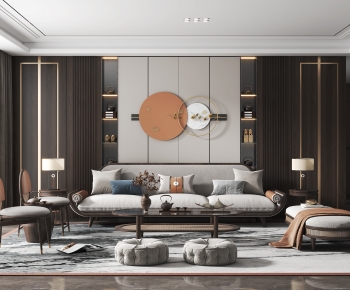 New Chinese Style A Living Room-ID:886806018
