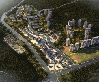 New Chinese Style Architectural Bird's-eye View Planning-ID:470927954