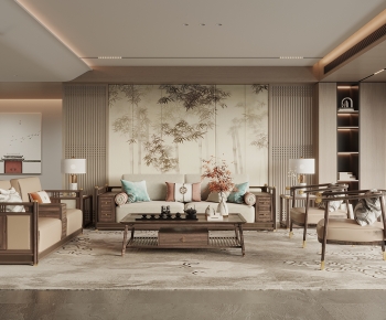 New Chinese Style A Living Room-ID:152812962