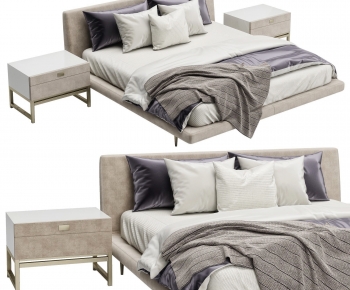 Modern Wabi-sabi Style Double Bed-ID:221402887