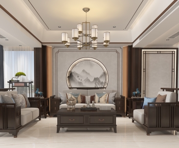 New Chinese Style A Living Room-ID:643177032